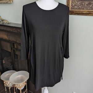 J.Jill Wearever Collection Women's Small Black Flowy Panel 3/4 Sleeve Tunic